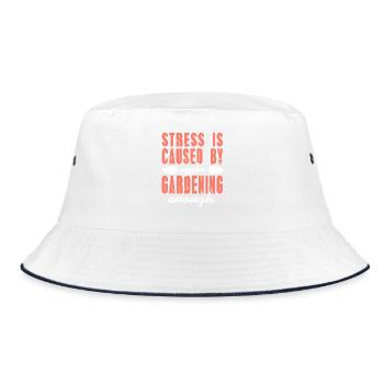 Stress Relief Through Gardening Humor Quote - Bucket Hat - white/navy - Front