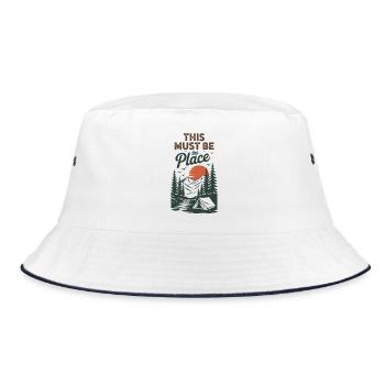 Camping Nature Retro Shirt - Bucket Hat - white/navy - Front