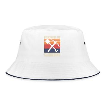 Powered by Gardening Retro Style Fan - Bucket Hat - white/navy - Front