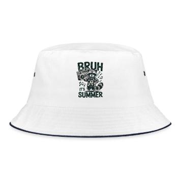 Cool raccoon with boombox - Bucket Hat - white/navy - Front