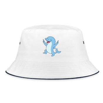 Fröhliches Delfinbaby - Dolphin Splash Joy - Bucket Hat - Weiß/Navy - Vorne