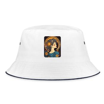 Woman Head Flowers International Women's Day Creative Abstract - Bucket Hat - white/navy - Front