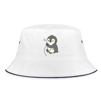 Kuschelküken Pinguin - Bucket Hat - Weiß/Navy - Vorne