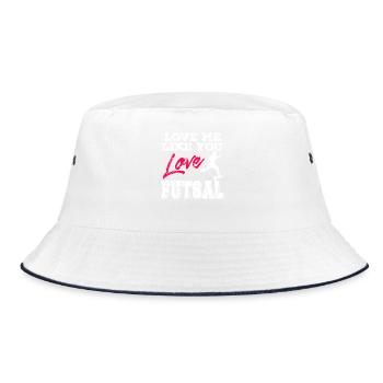 Love Me Like You Love Futsal Romantic Player Quote - Bucket Hat - Weiß/Navy - Vorne
