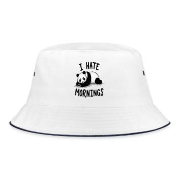 Panda I Hate Mornings Saying - Bucket Hat - white/navy - Front
