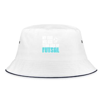 My Dad Will Kick Your Ass at Futsal Funny Pride - Bucket Hat - white/navy - Front