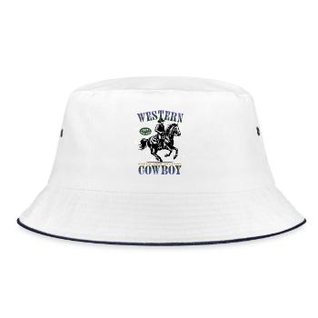 Western Cowboy – Buckle Up, Not for Beginners - Bucket Hat - Weiß/Navy - Vorne