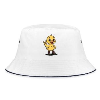 Rockige Baby-Ente mit Boots - Bucket Hat - Weiß/Navy - Vorne