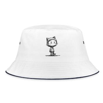 Croquis de dessin animé de chat kawaii - Motif mignon - Bob - blanc/marine - Devant