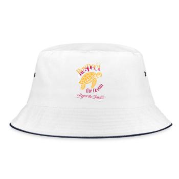 Respect the Ocean – Say No to Plastic - Bucket Hat - white/navy - Front