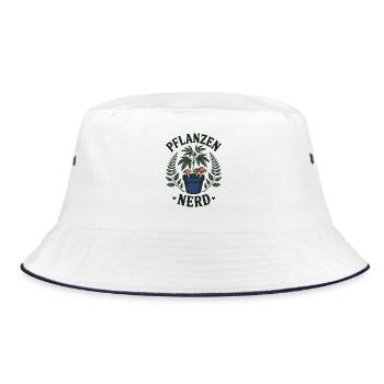 Pflanzen Nerd – Cannabis - Bucket Hat - Weiß/Navy - Vorne
