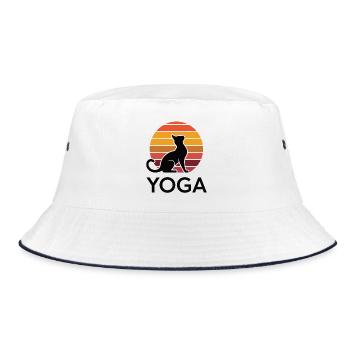Zen Katze im Sonnenuntergang - Bucket Hat - Weiß/Navy - Vorne