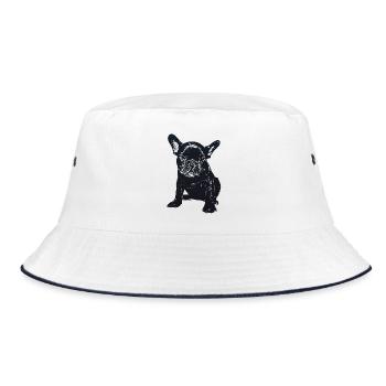 Sniffing Bulldog - Bucket Hat - white/navy - Front