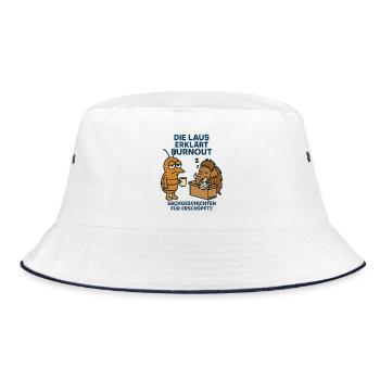 Lustige Laus mit dem Mammut erklärt Burnout - Bucket Hat - Weiß/Navy - Vorne