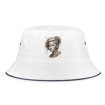 Elegant illustration with modern touches - Bucket Hat - white/navy - Front