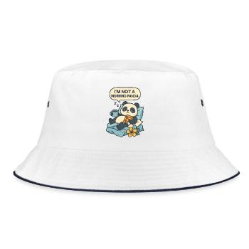Entspannender Panda mit Getränk und Pizza - Bucket Hat - Weiß/Navy - Vorne