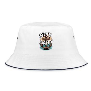 Stay Salty Anker-Shirt - Bucket Hat - Weiß/Navy - Vorne