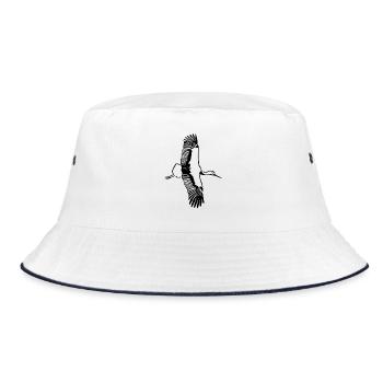 Flug des Storches - Bucket Hat - Weiß/Navy - Vorne