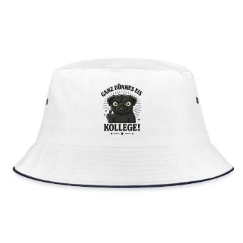 Mops Mittelfinger - Bucket Hat - Weiß/Navy - Vorne