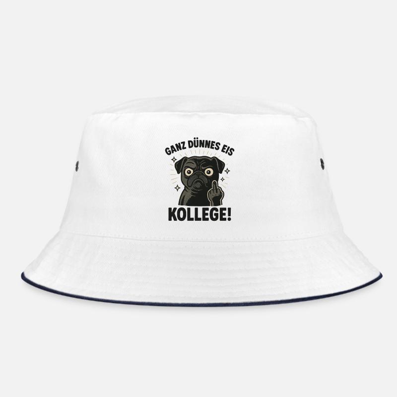 Lustiger Hund mit frechem Spruch - Bucket Hat - Weiß/Navy