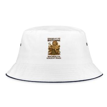 Oskar aus der Biotonne mit Spruch und Müll - Bucket Hat - Weiß/Navy - Vorne