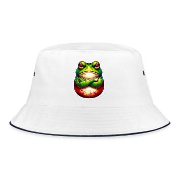 Frog - Crossed Arms - Nope - Bad Mood - Bucket Hat - white/navy - Front