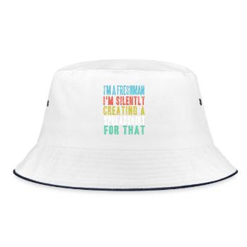 Freshman Nerd Humor Spreadsheet Vibes - Bucket Hat - white/navy - Front