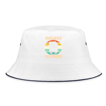 Retro College Freshman Humor Vibe - Bucket Hat - white/navy - Front