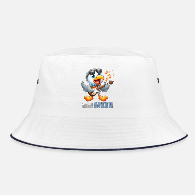 Fröhlicher Seevogel mit Gitarre Bucket Hat
