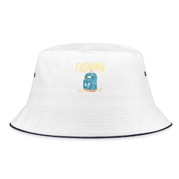 Freshman Cartoon Backpack Character Fun - Bucket Hat - white/navy - Front