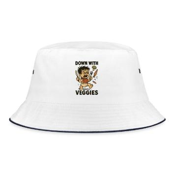 Angry child with cutlery and vegetables - Bucket Hat - white/navy - Front