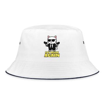 Say Meow Again! Cult Movie Humor - Kawaii Cat - Bucket Hat - white/navy - Front