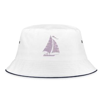 Silhouette de voilier minimaliste grunge - Bob - blanc/marine - Devant