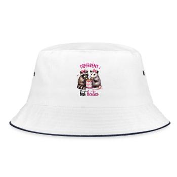 Anders, aber Besties, Freundschaft, Valentinstag - Bucket Hat - Weiß/Navy - Vorne