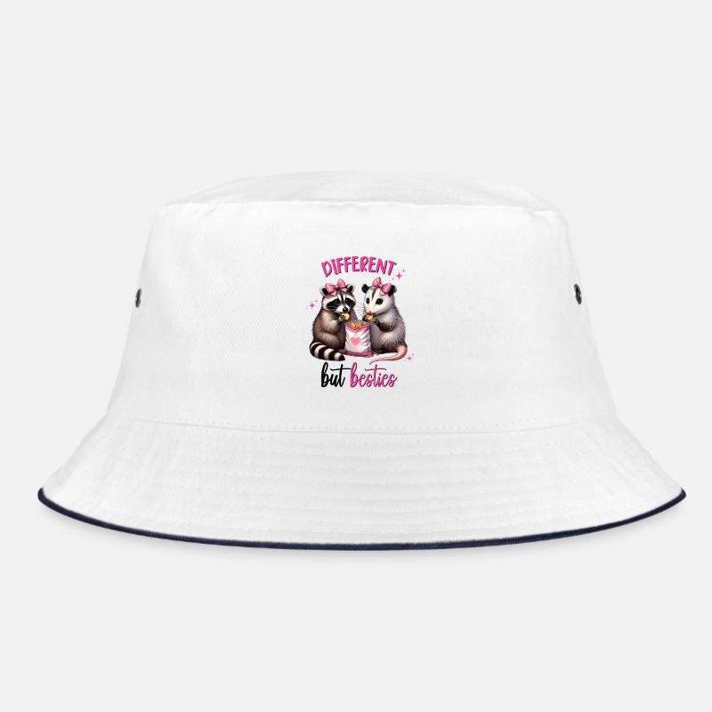 Anders, aber Besties, Freundschaft, Valentinstag - Bucket Hat - Weiß/Navy