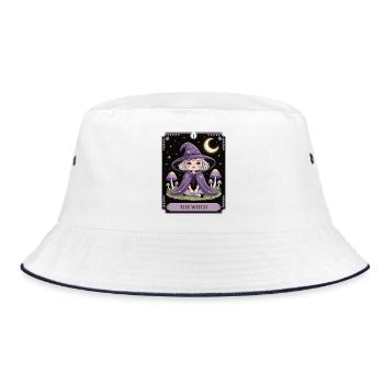 Tarotkarte kleine Hexe - Bucket Hat - Weiß/Navy - Vorne