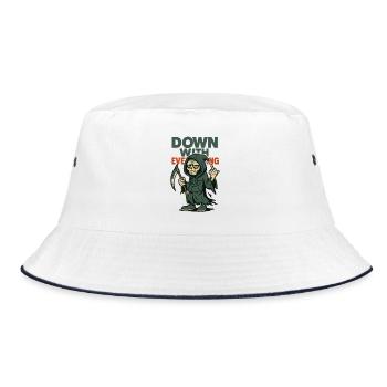 Grim Reaper showing middle finger with text - Bucket Hat - white/navy - Front