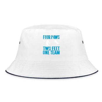 Four Paws Two Feet One Team Dog Sport Bond Unity - Bucket Hat - Weiß/Navy - Vorne