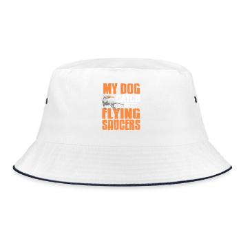 My Dog Catch Flying Saucers Funny Disc Dog Humor - Bucket Hat - white/navy - Front
