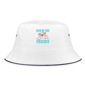 Show Me Your Tricks Cute Funny Dog Training Humor - Bucket Hat - Weiß/Navy - Vorne