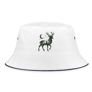 Sternenwald Hirsch Silhouette - Bucket Hat - Weiß/Navy - Vorne