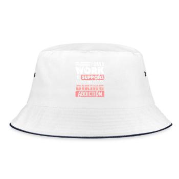 I Only Work to Support My Biking Addiction - Bucket Hat - Weiß/Navy - Vorne