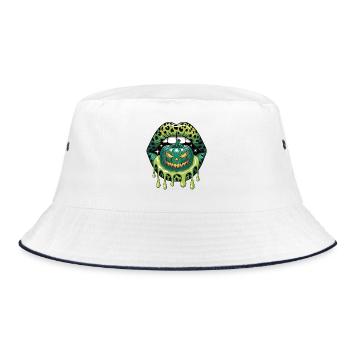 Leopard Lips & Pumpkin – Halloween - Bucket Hat - white/navy - Front