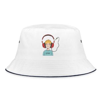 Deaf & Happy - Bucket Hat - Weiß/Navy - Vorne