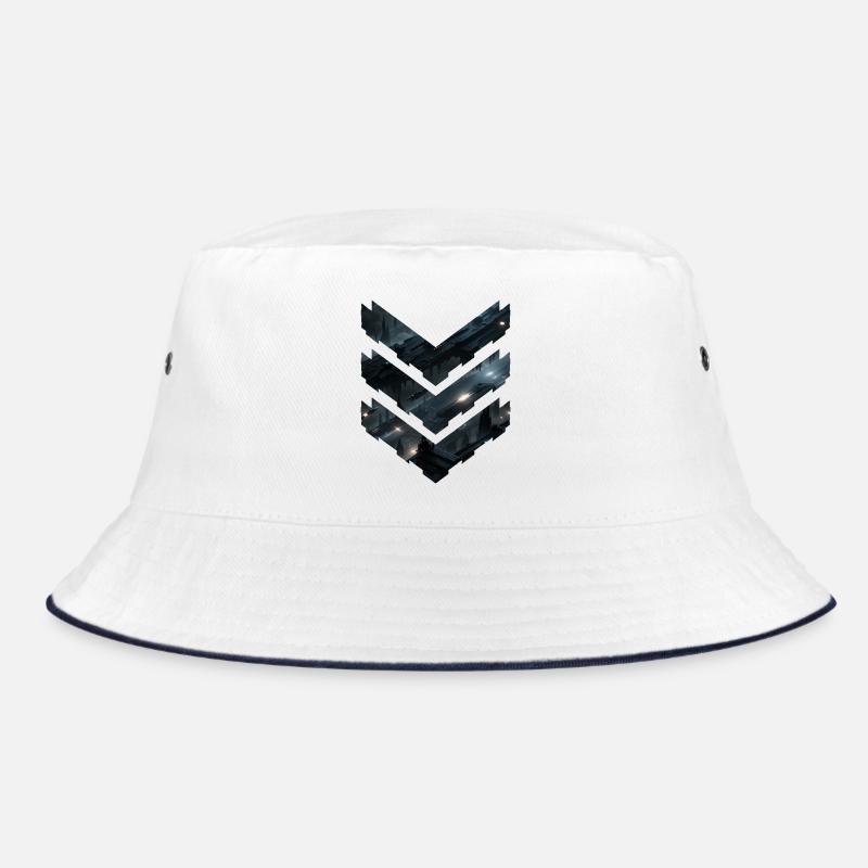 Futuristic Sci-Fi Space Station Layers – Dark City - Bucket Hat - white/navy