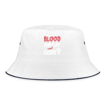 Blood Sweat and Gear Hardcore Cycling Grind - Bucket Hat - white/navy - Front