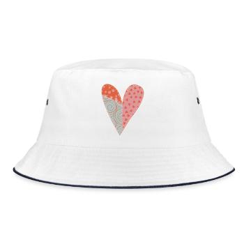 Patchwork Heart No1 - Bucket Hat - white/navy - Front