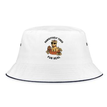 Dogboss mit Sonnenbrille und Krone - Bucket Hat - Weiß/Navy - Vorne