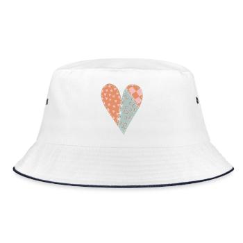 Patchwork Heart No8 - Bucket Hat - white/navy - Front