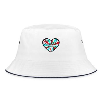 Retro Herz Vintage Valentin Herzen Liebe 60er - Bucket Hat - Weiß/Navy - Vorne